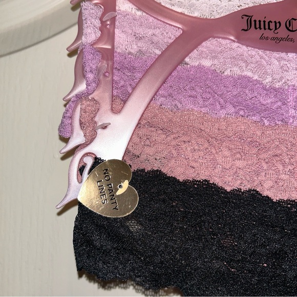 Juicy Couture Lace Thong Panties Womens Large 5 Pair Bling Logo Assorted Colors - Picture 4 of 7